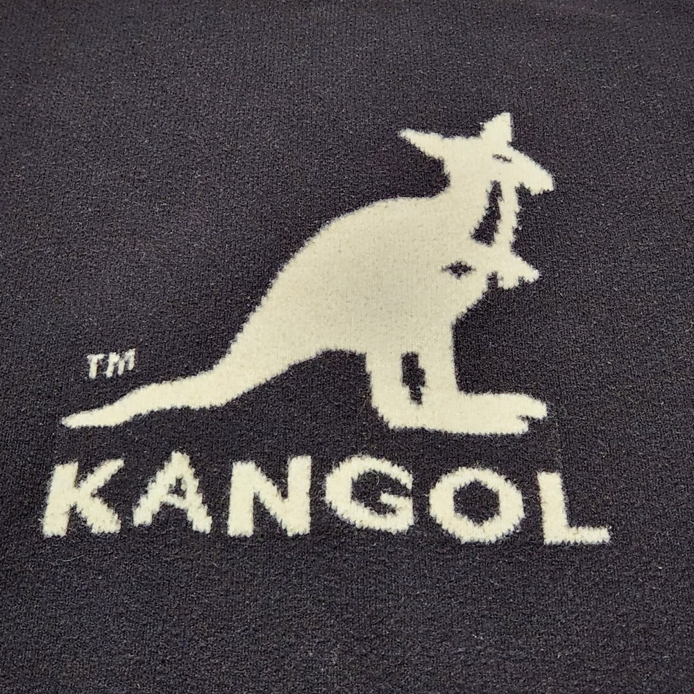 Kangol x H&M Black Mock Neck Oversized Retro Knit‎ Sweater Logo Streetwear M